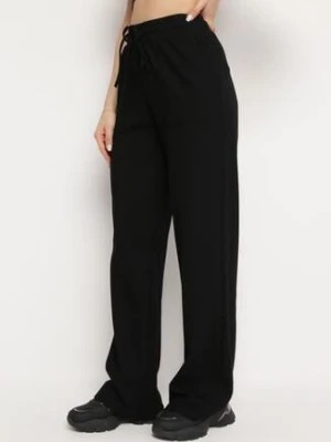 Zdjęcie produktu Czarne Spodnie Dresowe z Elastycznej Bawełny z Szerokimi Nogawkami Summera