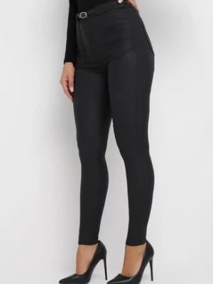 Zdjęcie produktu Czarne Spodnie Skinny z Paskiem w Komplecie Kunomi