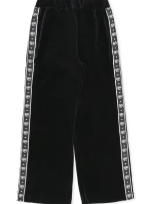 Zdjęcie produktu Czarne spodnie z chenille i logo Eyestar Chiara Ferragni Collection