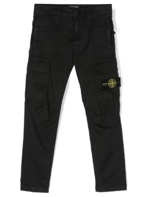 Zdjęcie produktu Czarne Spodnie z Kieszeniami i Klapą Stone Island