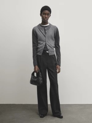Zdjęcie produktu Czarne Spodnie Z Szerokimi Nogawkami I Zakładkami - Czarny - - Massimo Dutti - Kobieta