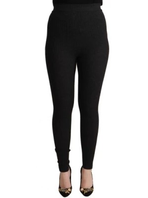 Zdjęcie produktu Czarne Spodnie Z Wysokim Stanem I Elastycznymi Rajstopami Dolce & Gabbana