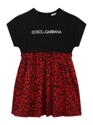 Zdjęcie produktu Czarne Sukienka z nadrukiem logo Dolce & Gabbana