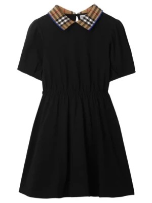 Zdjęcie produktu Czarne Sukienki Dla Dzieci z Kołnierzykiem Polo Burberry