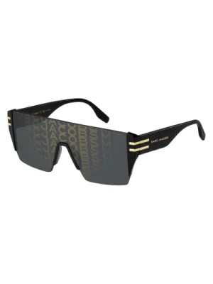 Zdjęcie produktu Czarne/Szare Okulary Przeciwsłoneczne z Złotym Logo Marc Jacobs