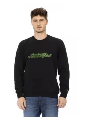 Zdjęcie produktu Czarny bawełniany sweter z nadrukiem na przodzie Automobili Lamborghini