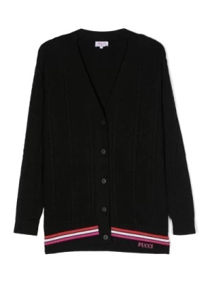 Zdjęcie produktu Czarny bawełniany sweter z ściągaczami na mankietach i dole Emilio Pucci
