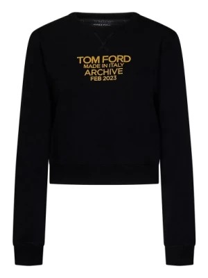 Zdjęcie produktu Czarny Cropped Sweatshirt z Złotym Logo Tom Ford