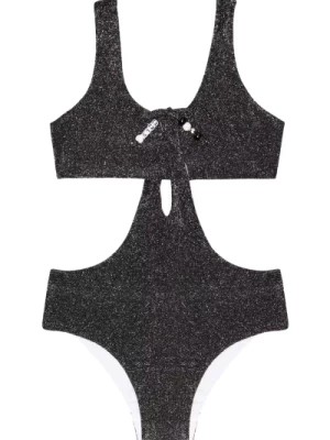 Zdjęcie produktu Czarny Kostium Kąpielowy z Lurexem i Wycięciem Monnalisa