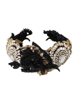 Zdjęcie produktu Czarny opaskowy diadem z kryształami Dolce & Gabbana