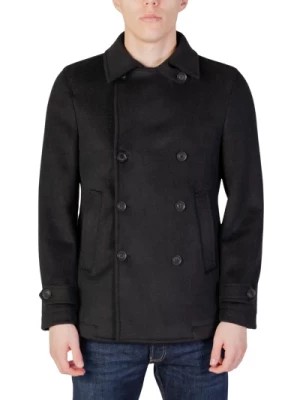 Zdjęcie produktu Czarny płaszcz z okrągłym dekoltem dla mężczyzn Mulish
