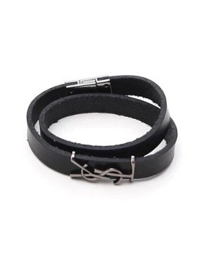 Zdjęcie produktu Czarny skórzany bransoletka z logo Opyum Saint Laurent