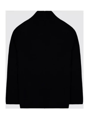 Zdjęcie produktu Czarny Sweter z Dekoltem w serek Bawełna Oversize Laneus