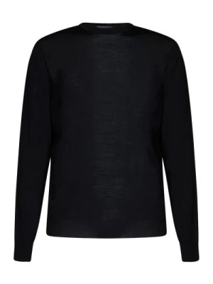 Zdjęcie produktu Czarny Sweter z Wełny Merino dla Mężczyzn Drumohr