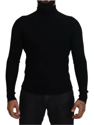 Zdjęcie produktu Czarny sweter z wełny z pół-zipem Dolce & Gabbana