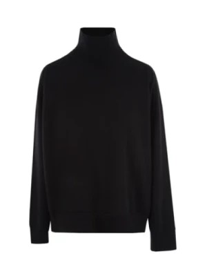Zdjęcie produktu Czarny sweter z wełny z tonalnym haftem Bottega Veneta