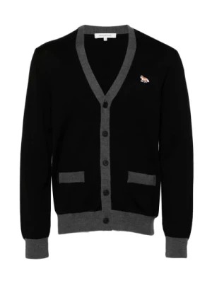 Zdjęcie produktu Czarny Sweter z Włóczki Baby Fox Logo Maison Kitsuné