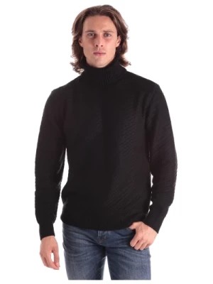 Zdjęcie produktu Czarny Sweter z Wysokim Kołnierzem w Warkocze Armani Exchange