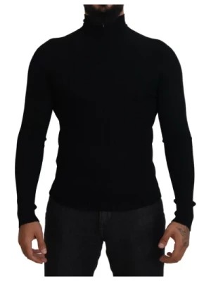 Zdjęcie produktu Czarny Sweter z Wysokim Kołnierzem z Wełny Dolce & Gabbana