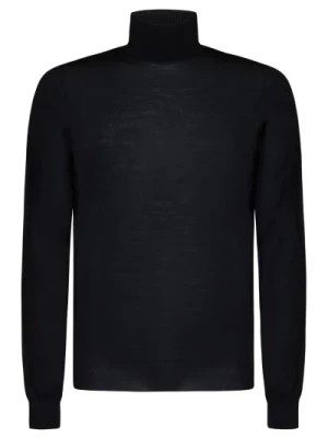 Zdjęcie produktu Czarny Sweter z Wysokim Kołnierzem z Wełny Merino dla Mężczyzn Drumohr