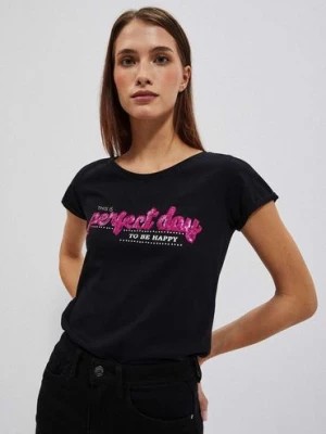 Zdjęcie produktu Czarny t-shirt damski z napisem Moodo