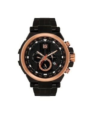 Zdjęcie produktu Czarny zegarek męski z elementami w miedzianym kolorze Kazar