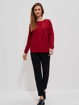 Zdjęcie produktu Czerwona bluza damska dresowa bawełniana Moodo