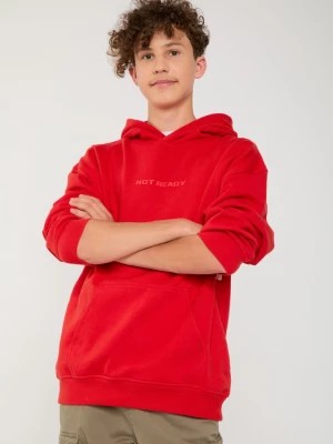 Zdjęcie produktu Czerwona bluza dresowa z kapturem i nadrukiem