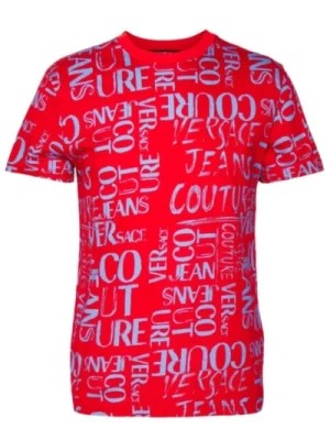 Zdjęcie produktu Czerwona koszulka z logo dla mężczyzn - Versace Jeans Couture