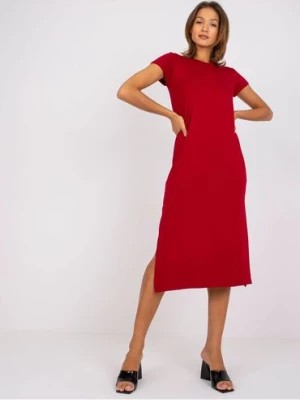 Zdjęcie produktu Czerwona sukienka midi z rozporkiem BASIC FEEL GOOD