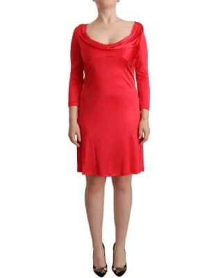 Zdjęcie produktu Czerwona Sukienka Ołówkowa z Głębokim Okrągłym Dekoltem John Galliano