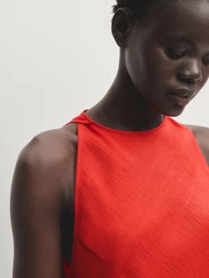 Zdjęcie produktu Czerwona Sukienka Z Dekoltem Halter - Intens Czer - - Massimo Dutti - Kobieta