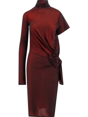 Zdjęcie produktu Czerwona Sukienka z Golfem i Szczegółem Węzeł na Boku Maison Margiela
