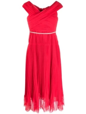 Zdjęcie produktu Czerwona sukienka z tiulu i koronkowym dołem Self Portrait