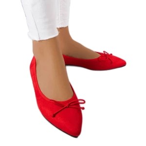Zdjęcie produktu Czerwone balerinki z noskiem w szpic Latour Inna marka