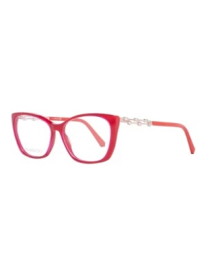 Zdjęcie produktu Czerwone Okulary Optyczne dla Kobiet w Kształcie Prostokąta Swarovski
