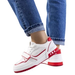 Zdjęcie produktu Czerwone sneakersy damskie Kadie białe Inna marka