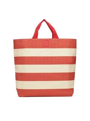 Zdjęcie produktu Czerwono-kremowa torebka z tkaniny Kazar