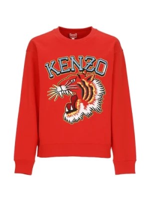 Zdjęcie produktu Czerwony Bawełniany Sweter z Kontrastowym Logo i Wzorem Tygrysa Kenzo