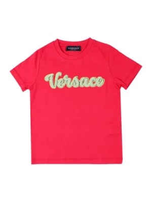 Zdjęcie produktu Czerwony dziecięcy t-shirt z teksturą logo Versace
