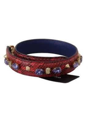 Zdjęcie produktu Czerwony egzotyczny Pasek na ramię do torebki z kryształami Dolce & Gabbana