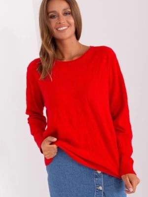 Zdjęcie produktu Czerwony sweter damski klasyczny z długim rękawem