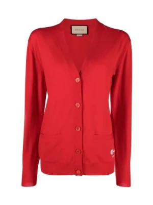 Zdjęcie produktu Czerwony sweter z wełny z detalami w postaci wędzidełka Gucci