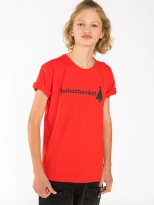 Zdjęcie produktu Czerwony świąteczny t-shirt z nadrukiem Reporter Young
