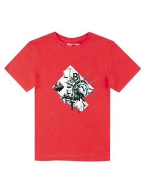 Zdjęcie produktu Czerwony t-shirt dla chłopca z bawełny Tup Tup Statua Wolności
