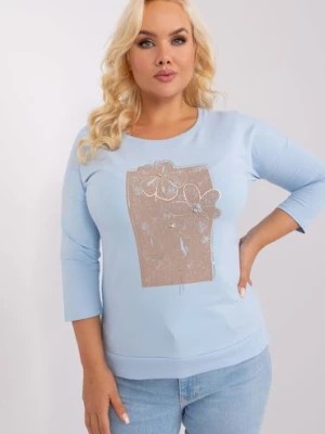 Zdjęcie produktu Damska bluzka plus size z printem jasny niebieski RELEVANCE