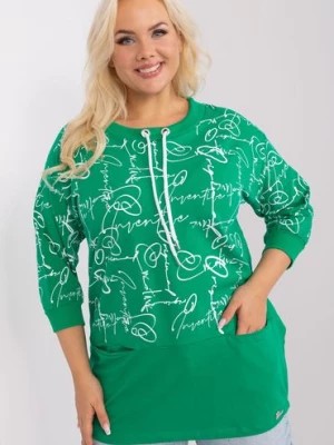 Zdjęcie produktu Damska bluzka plus size z rękawem 3/4 zielony