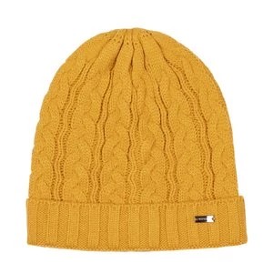Zdjęcie produktu Damska czapka z warkoczowym splotem żółta Wittchen