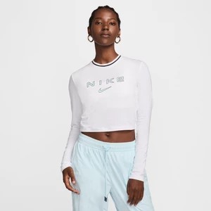 Zdjęcie produktu Damska koszulka o skróconym dopasowanym kroju z długim rękawem i grafiką Nike Sportswear Chill Knit - Biel