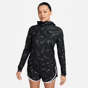 Zdjęcie produktu Damska kurta z kapturem i nadrukiem do biegania Nike Swoosh - Czerń